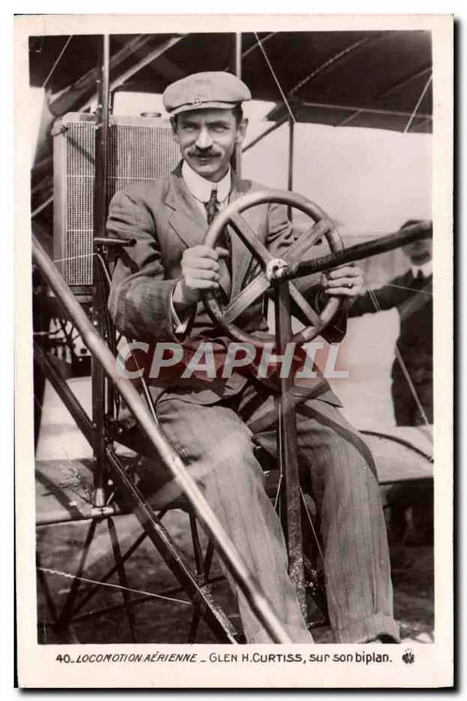 Luftfahrt — Glen H. Curtiss auf seinem Flugzeug — Verlag nicht sichtbar, Seriennummer 40 - Vorderseite