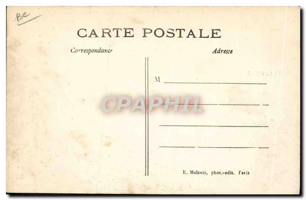 Départ du Comte de LAMBERT sur son aéroplane Wright pour son fameux raid Juvissy-Tour Eiffel et retour en 49 m le 18 octobre 1909 — E. Malcuit, phot.-edit. Paris - Verso