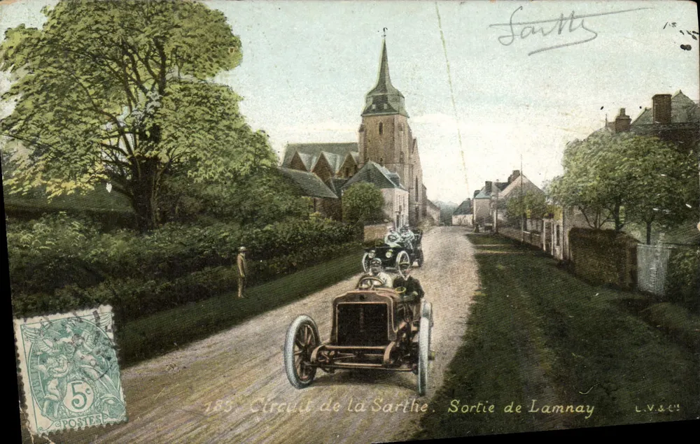 Circuito da Sarthe — Saída de Lamnay — L.V.S.C. — editor L.Y.A.C.H. - Frente