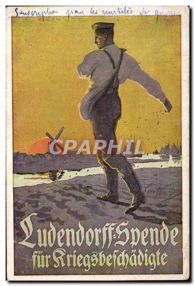 Soldat blessé — marche sur une plage au coucher du soleil — Ludendorff-Spende, Berlin - Vorderseite