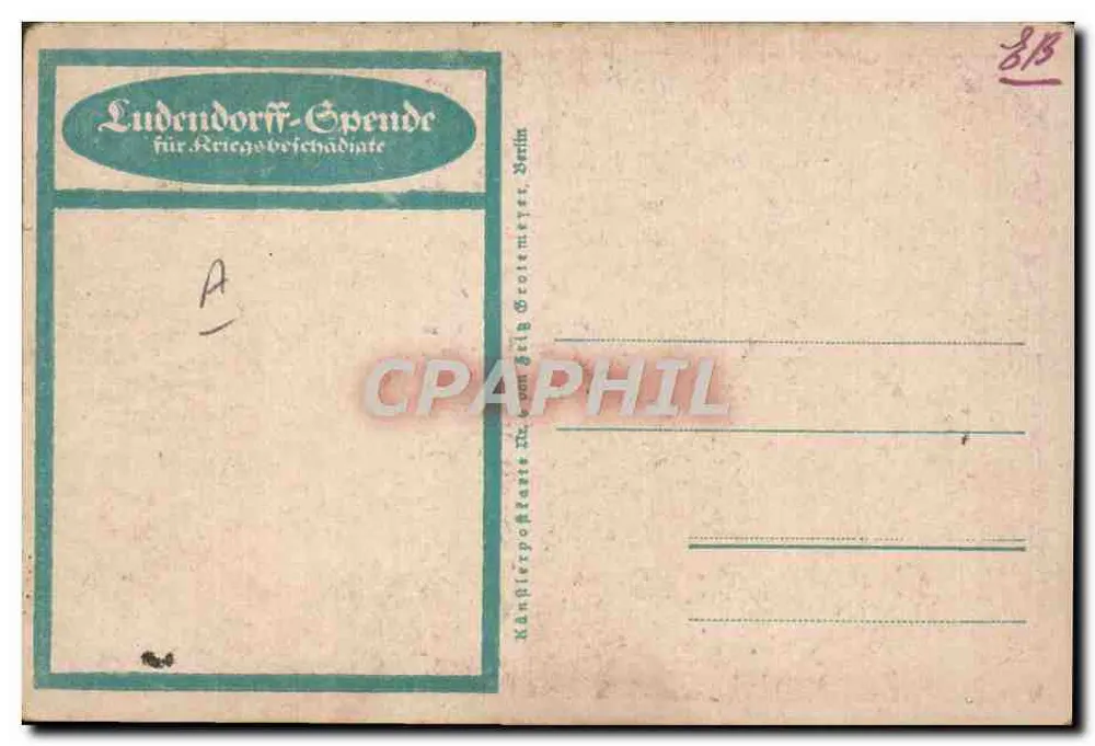 Soldat blessé — marche sur une plage au coucher du soleil — Ludendorff-Spende, Berlin - Rückseite