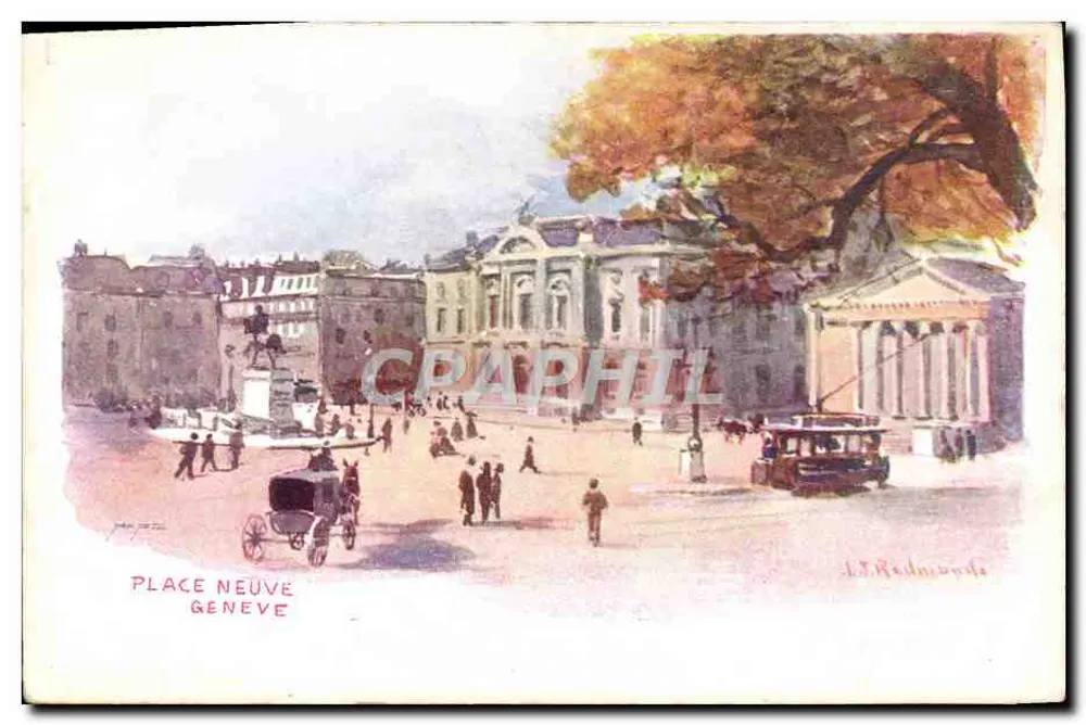 Place Neuve — Genebra — desenho de L.J. Rednoute - Frente