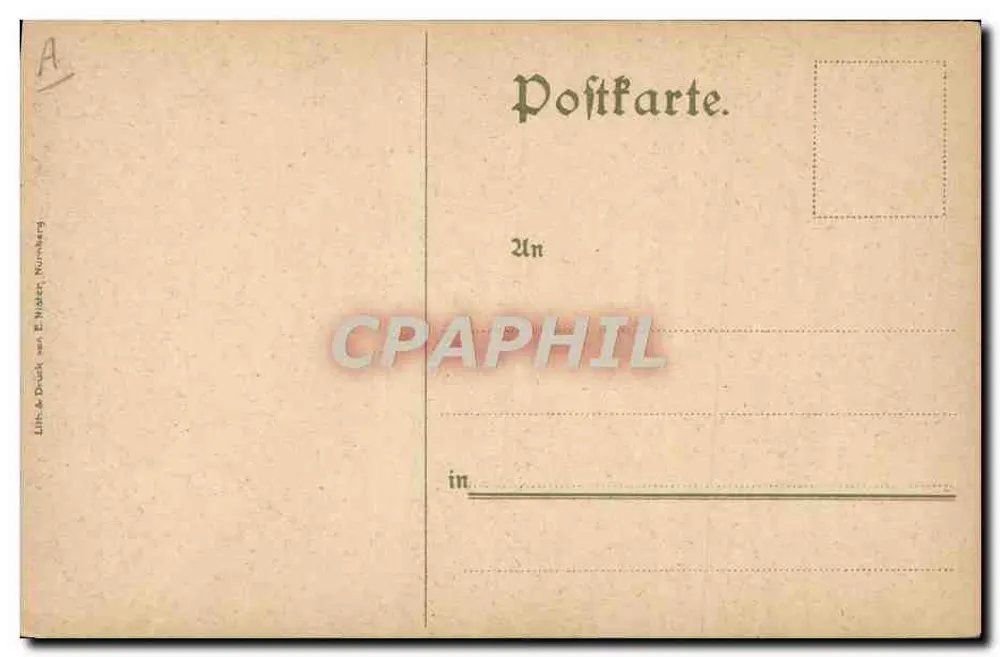 झूठा खेलाड़ी — गली में एक दृश्य दर्शकों के साथ — प्रकाशक Lith. & Druck. von E. Nöbiger, Nuremberg - पीछे