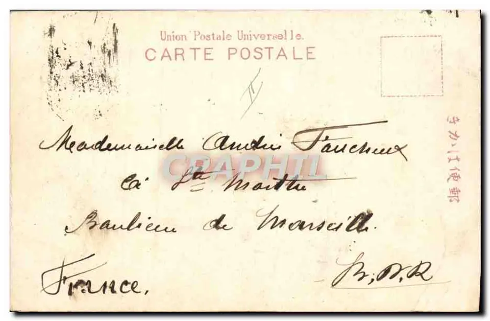 Flor de pivoine — cartão postal ilustrado — União Postal Universal - Verso
