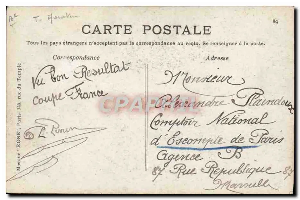 Locomoção aérea — "Le Russie" 1909 — Editor não identificado - Verso