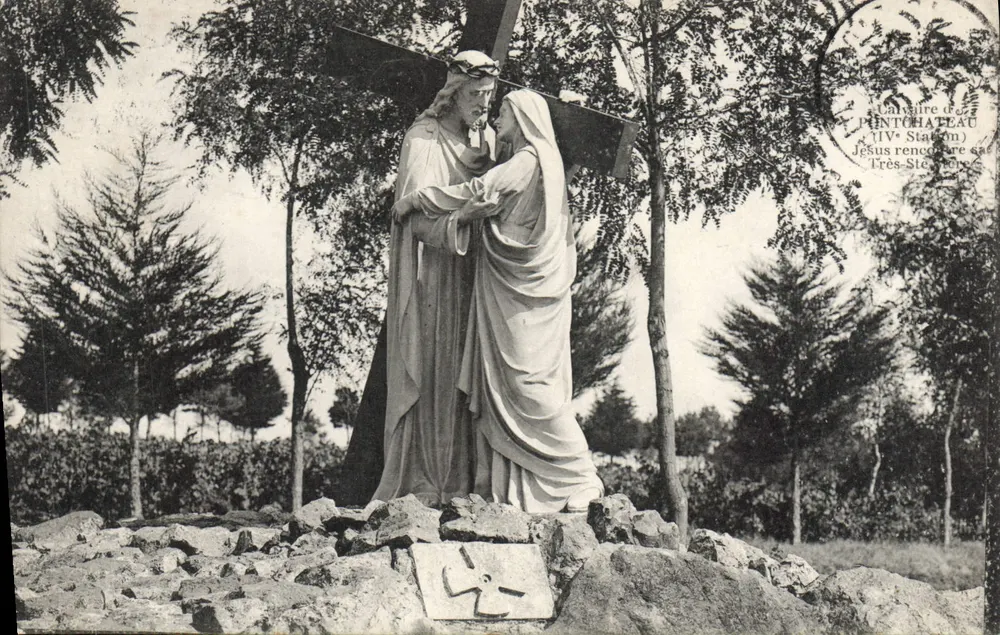 Estátua de Jesus Cristo encontrando a Virgem — Pintochateau — IVa Estação — Editor desconhecido - Frente