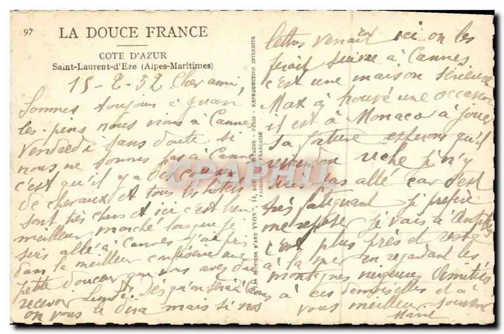Saint-Laurent-d'Èze — Côte d'Azur — Editor: La Douce France - Verso