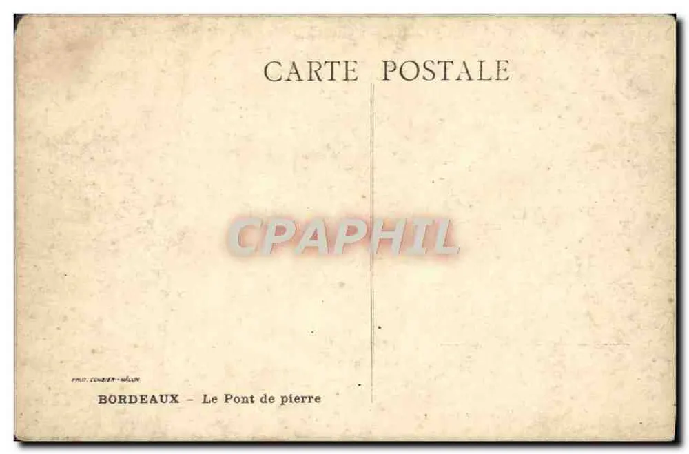 Bordeaux — O Ponte de Pedra — Editor P. Léonier-Walcun - Verso