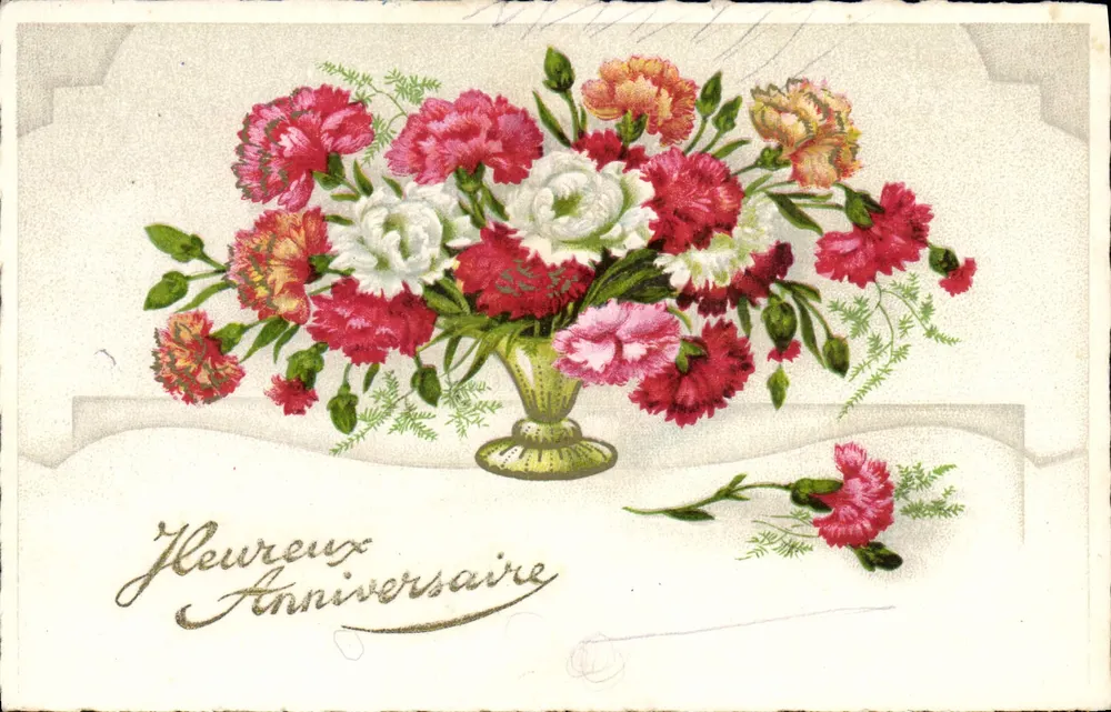 Arranjo de margaridinhas — Flores coloridas em um vaso — Carta postal de aniversário - Frente