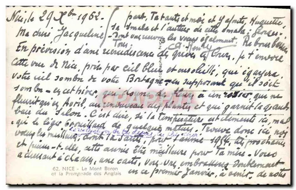 Nice - Der Mont Boron und die Promenade des Anglais — Panoramablick — Verlag GLF - Rückseite