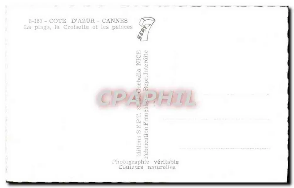 Cannes — Die Strandpromenade, die Croisette und die Paläste — Taliions S.E.P.T. NICE - Rückseite