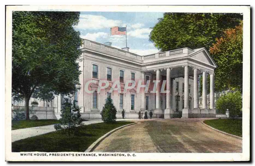 White House, Eingang des Präsidenten — Washington, D.C. — Verlag R. S. Reynolds Co. - Vorderseite