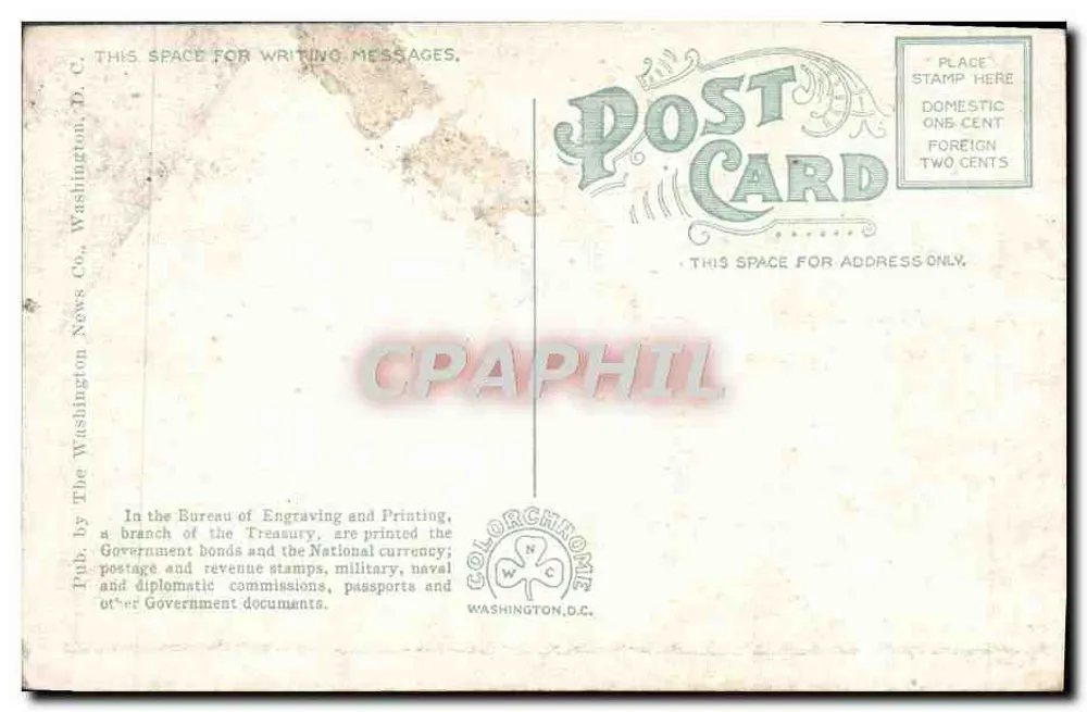 Schnitzerei- und Druckamt — Washington, D.C. — Verlag: The Washington News Co. - Rückseite