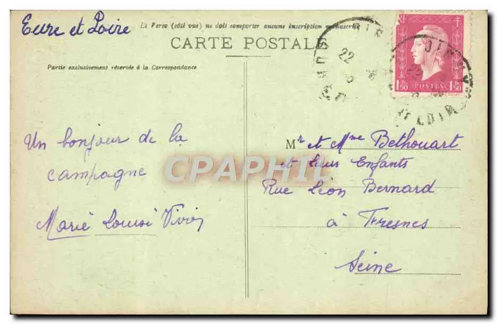 Châteauneuf-en-Thimerais — Das Rathaus — G. Feucault, Verlag, Dreux - Rückseite