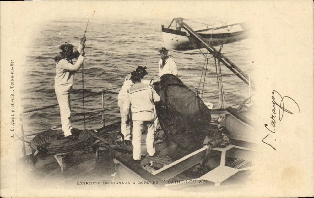 Signalübungen an Bord des "Saint-Louis" — A. Bougault, Foto-Verlag, Toulon-sur-Mer - Vorderseite