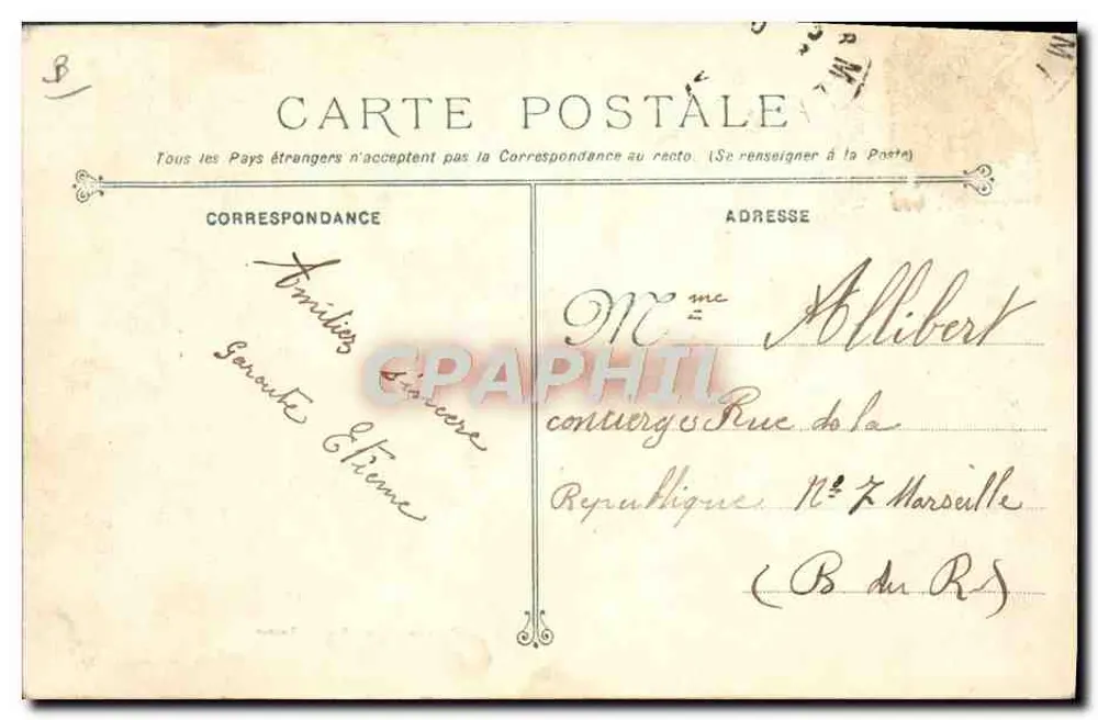 Trauerfeier für die Opfer von IÉNA — Die Familien — Lototype Marius Bar — Toulouse - Rückseite