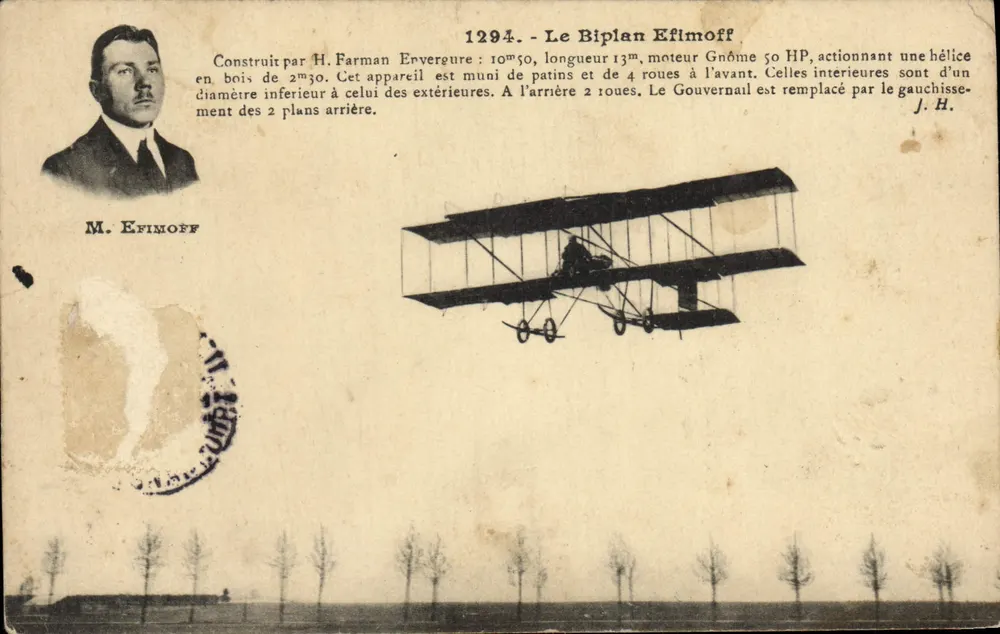 Le Biplan Eflimoff — appareil construit par H. Farman — éditeur J. Hauser, Paris - Frente