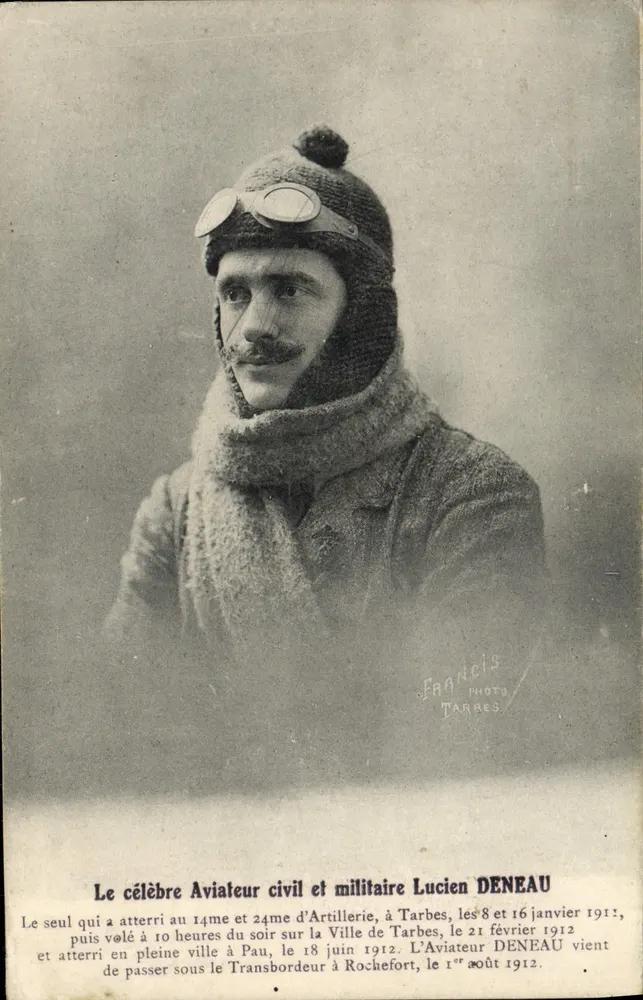 Lucien Deneau — Ziviler und militärischer Flieger — Francis Photo Tarbes - Vorderseite
