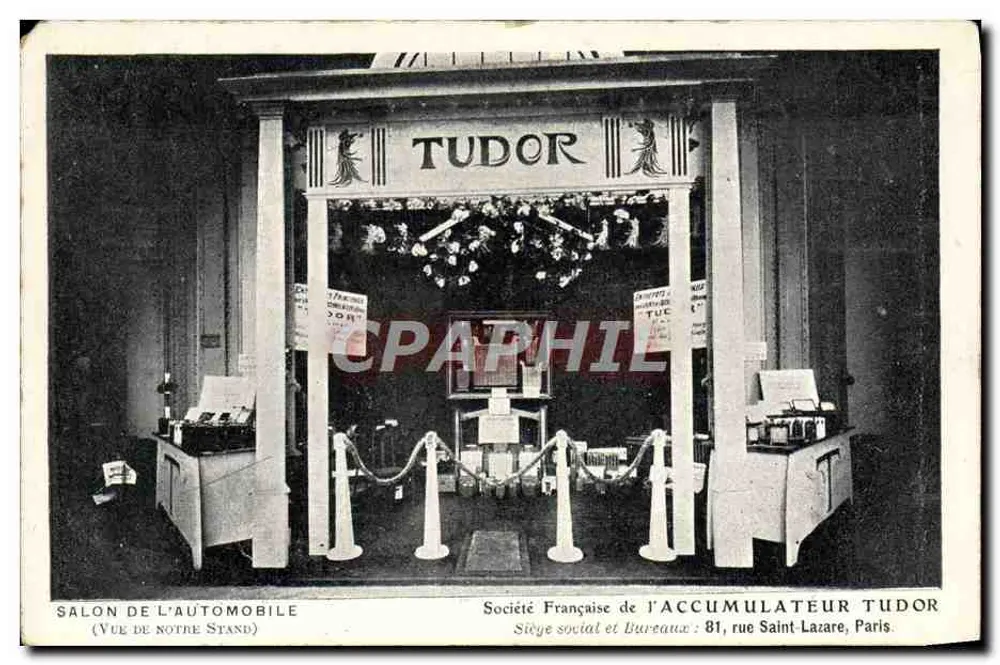 Autoshow — Ansicht des Tudor-Standes — Französische Gesellschaft für den Tudor-Akkumulator - Vorderseite