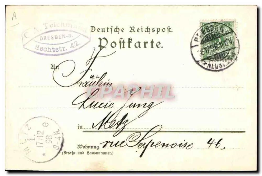 Güntzplatz - Kreuzkirche - Dresden — Hermagoras, Nister Nürnberg Lith. n° 326 - Rückseite