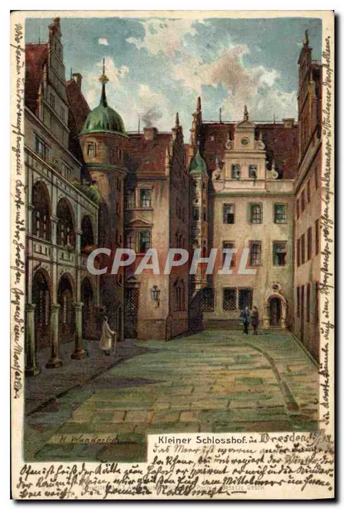 Kleiner Schlosshof in Dresden — pittoreske Ansicht — Verlag H. Wunderlich - Vorderseite