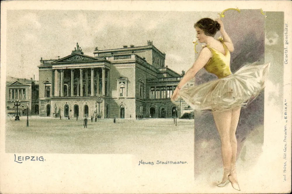 Leipzig — Novo Teatro Municipal — editor Stüss, Dresden, n° da série 'ERIKA' - Frente