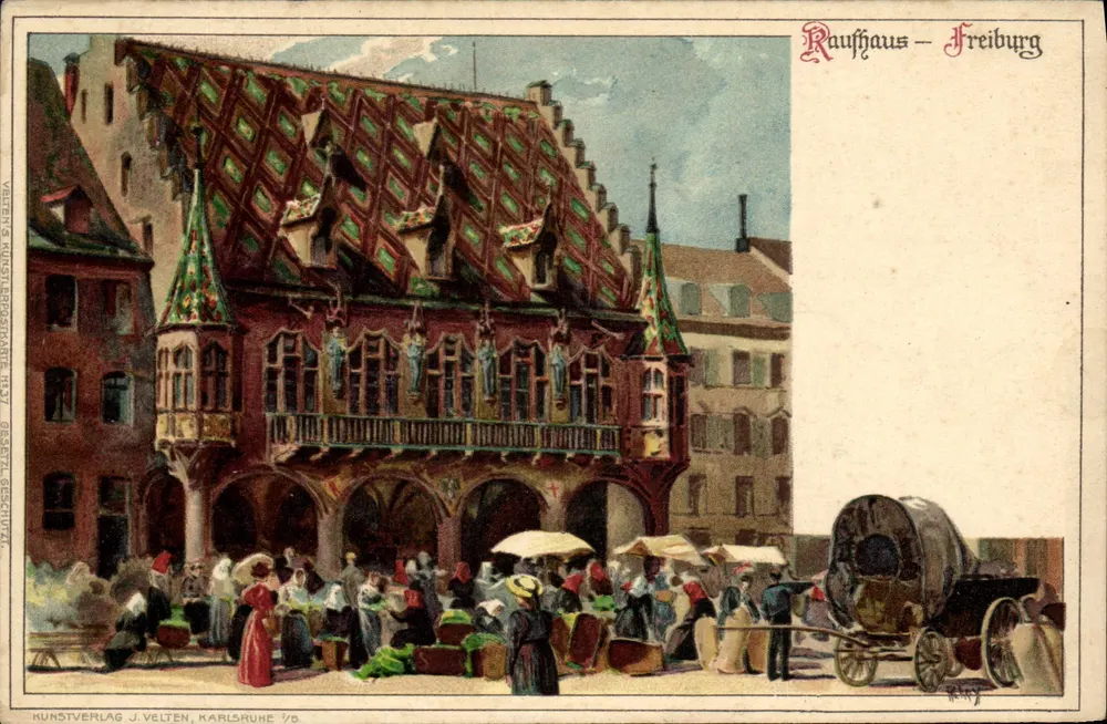 Rauhaus – Freiburg – vista do mercado – editor J. Veltten, Karlsruhe - Frente