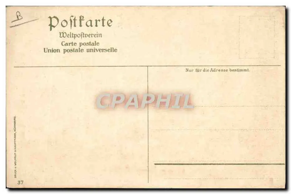 Rauhaus – Freiburg – vista do mercado – editor J. Veltten, Karlsruhe - Verso