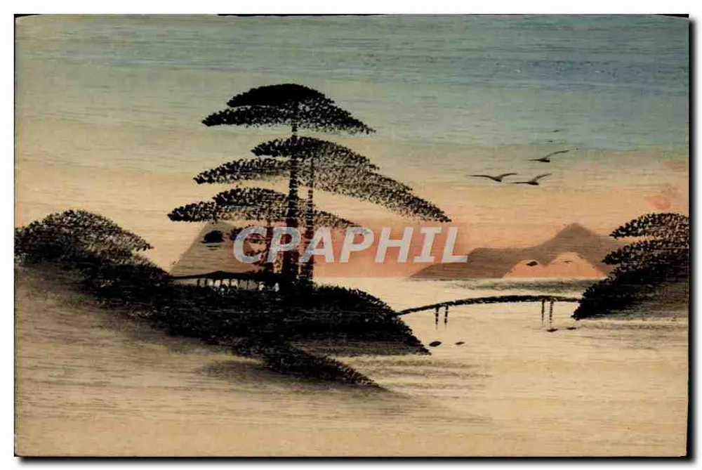 Paysage japonais — pont et pin solitaire — éditeur non imprimé - Frente