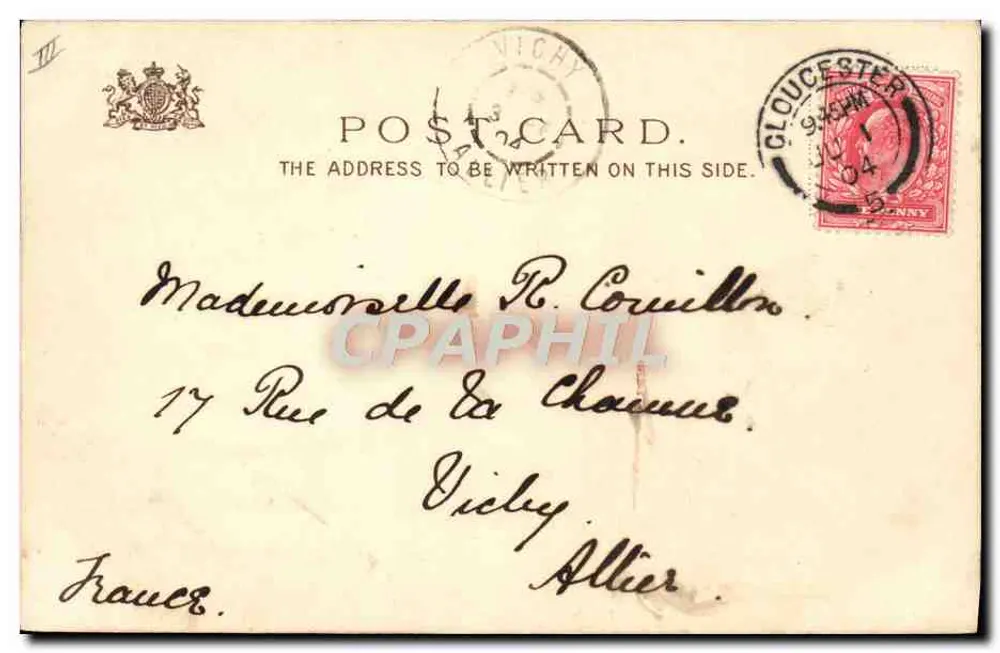 Deux enfants jouant avec une poupée — scène en extérieur — éditeur Raphael Tuck & Sons, Japland, N° 844 - Rewers