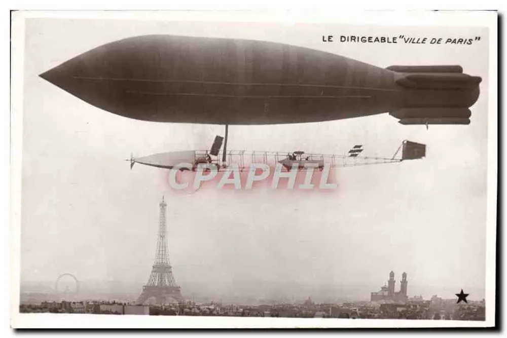 O Dirigível "Ville de Paris" — Paris, França — Editor: Carte "d'Toile", 2, rue d'Amsterdam (déposé) 18 - Frente