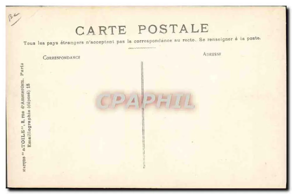 O Dirigível "Ville de Paris" — Paris, França — Editor: Carte "d'Toile", 2, rue d'Amsterdam (déposé) 18 - Verso