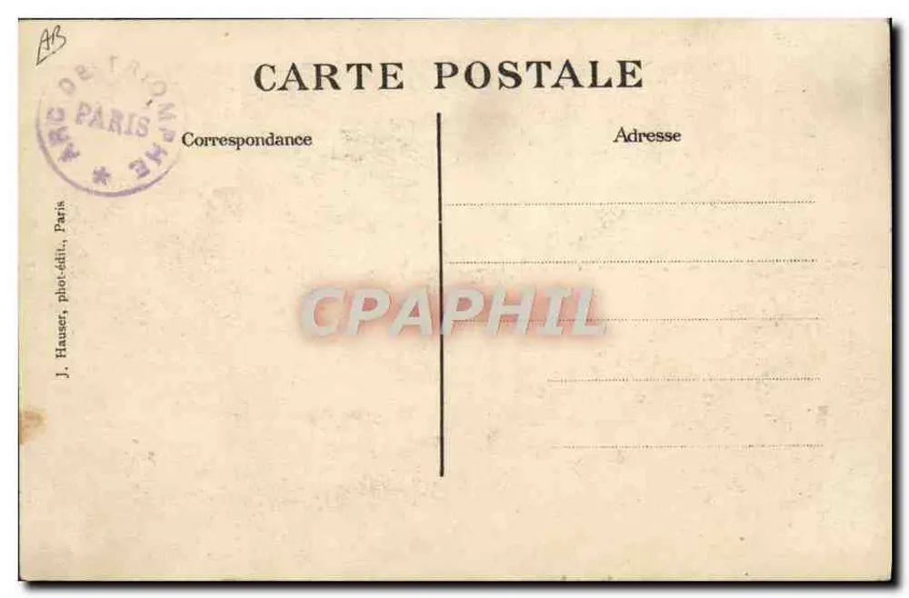 Paris — Panorama der Place de l'Étoile aus der Luft — J. Hauser, Paris, n° 939 - Rückseite