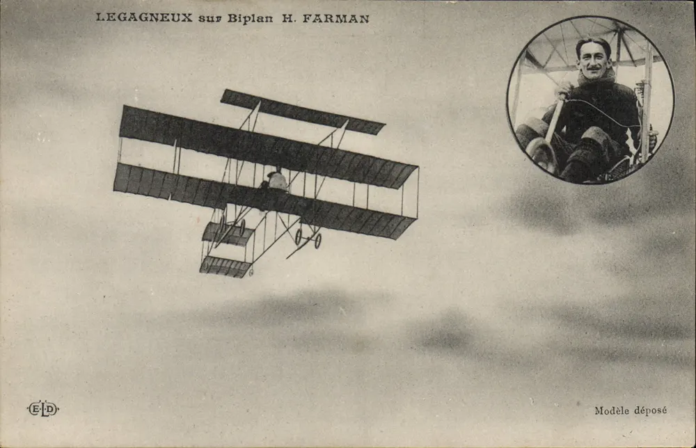 Legagneux sobre Biplan H. Farman — modelo depositado — E.D. n° 102 - Frente