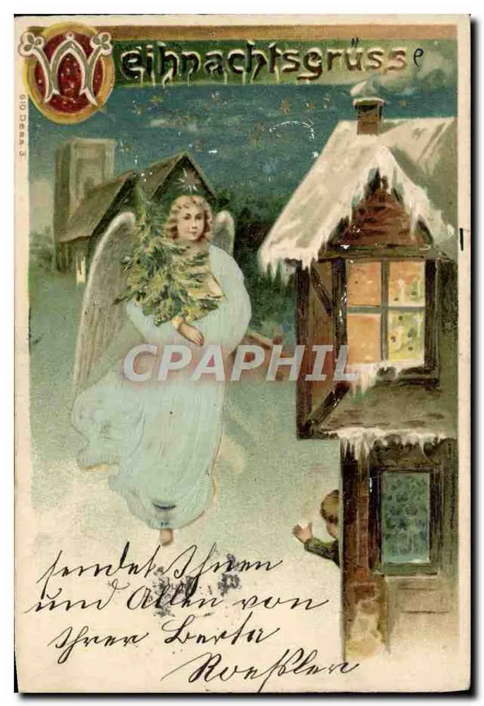 Anjo acima de uma casa nevada — Natal — editor SODRAS, n° 3 - Frente
