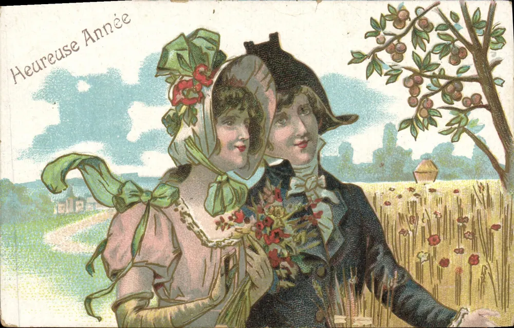 Paar in historischem Kleid — 'Heureuse Année' — J.C. PARIS - Vorderseite