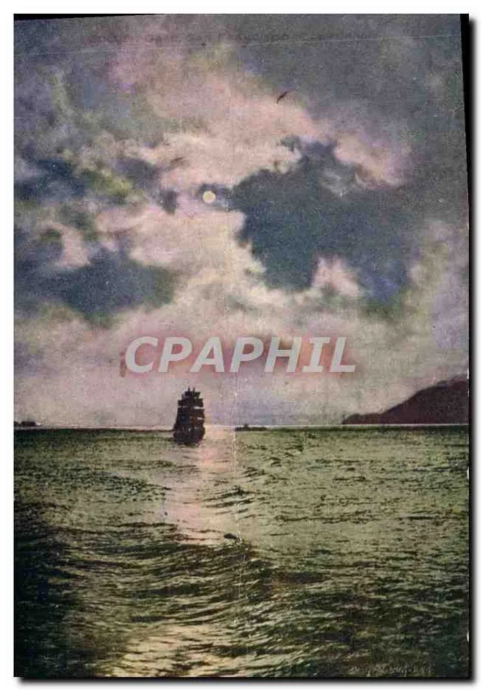 Embarcação a vela — vista noturna — Exposição Panamericana 1915 - Frente