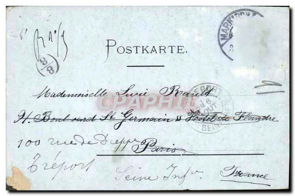 Forsthaus Pflanzschule — (St. Diedler Höhe) — éditeur Kunstanst. D. Cellerius Markirch I. Elv. n° 62 - Rückseite