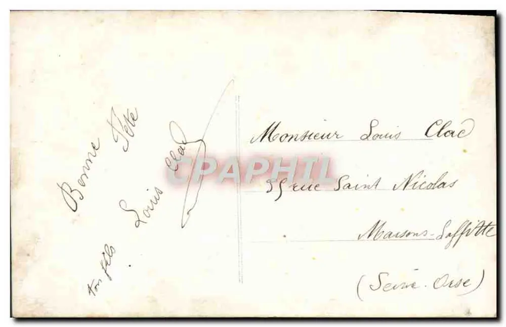 Mann in Anzug — hält ein dekoriertes Schild mit 'St-LOUIS' — n° 6012 - Rückseite