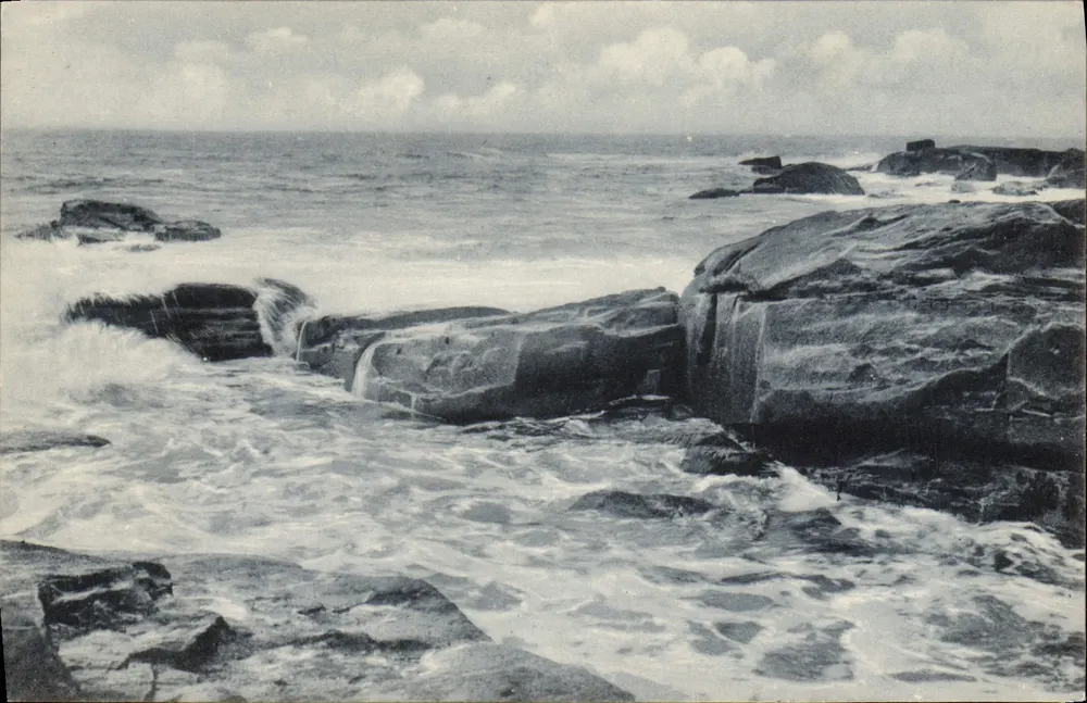 Ondas — Rochas na beira do mar — Coleção A. Waron, Saint-Brieuc - Frente