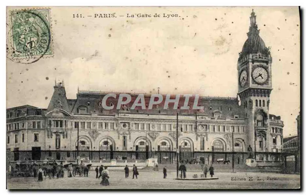 Paris — A Estação de Lyon — Edição E. L., Paris, n° 141 - Frente