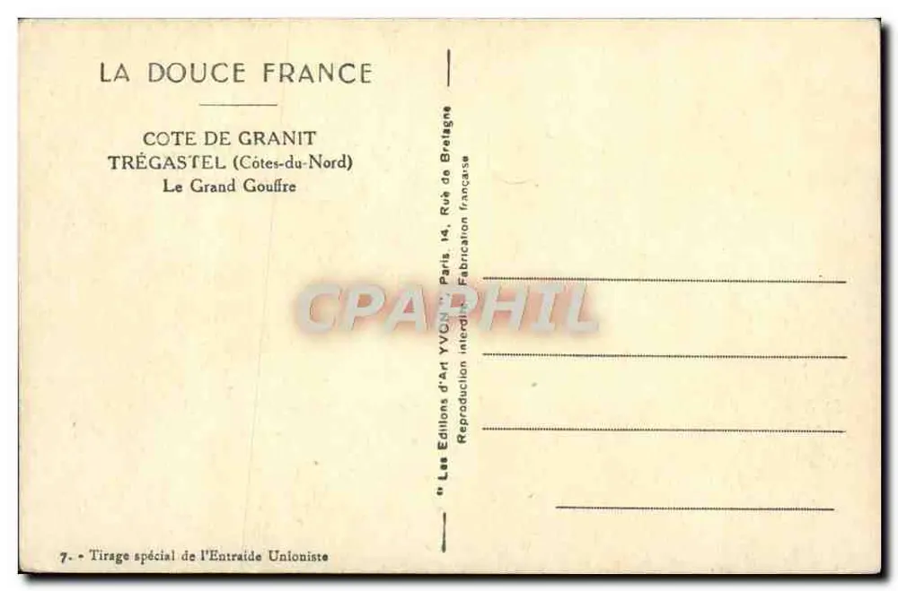 Costa de Granito — Trégastel (Côtes-du-Nord) — O Grande Abismo — Edições de Arte Yvon - Verso