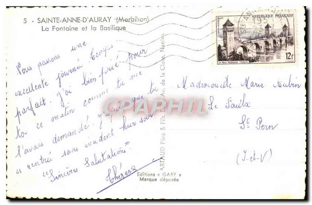 Sainte-Anne-d'Auray — Die Fontäne und die Basilika — Gaby - Rückseite