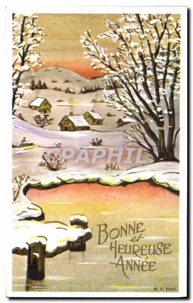 Paisagem invernal — aldeia nevada — M. D. PARIS - Frente