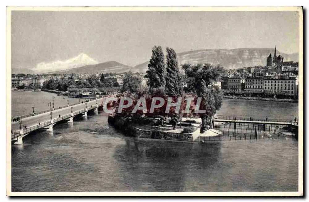 Genf, Île-J.-J. Rousseau und der Mont-Blanc — Ausgabe C. Bartoni, Genf - Vorderseite
