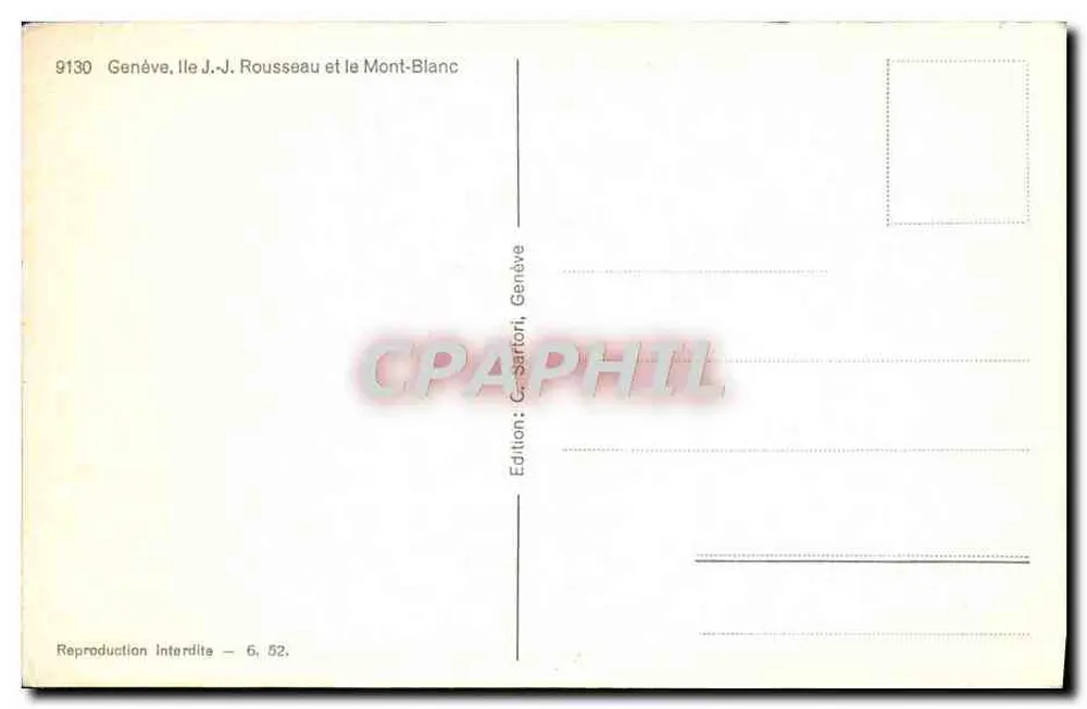 Genf, Île-J.-J. Rousseau und der Mont-Blanc — Ausgabe C. Bartoni, Genf - Rückseite