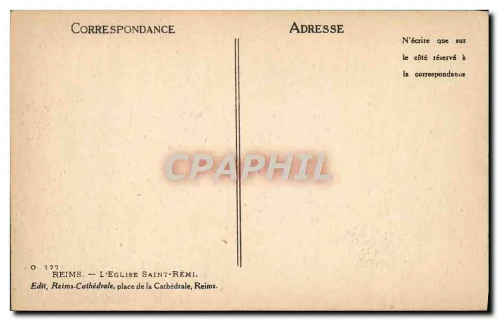 Catedral São Remi de Reims — vista frontal — Editor L'Église Saint-Rémi, n° 177 - Verso