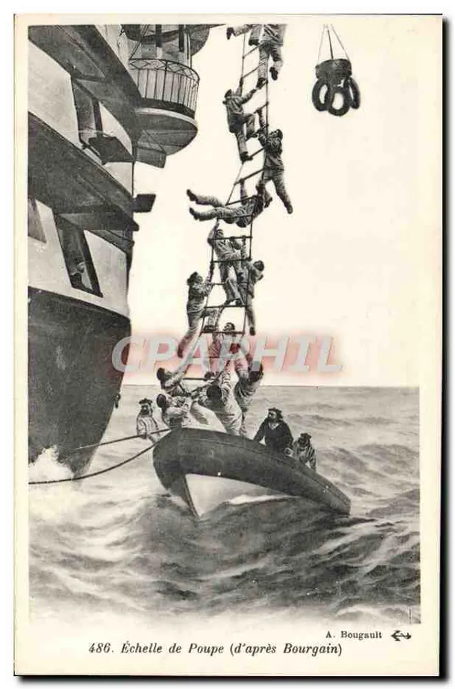 Escada da Popa — Salvamento marítimo — A. Bougault, n° 486 - Frente
