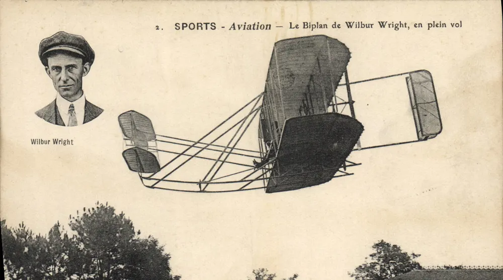 Wilbur Wright — O Biplano de Wilbur Wright, em pleno voo — série Sports-Aviação n°2 - Frente