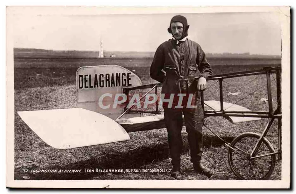 Leon Delagrange — sobre seu monoplano Bleriot — editor Marque-Rose, n°37 - Frente